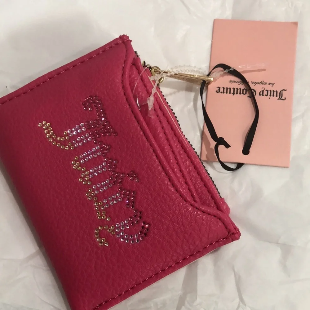Juicy Couture pink flash breaking the rules bifold wallet with pullout card case